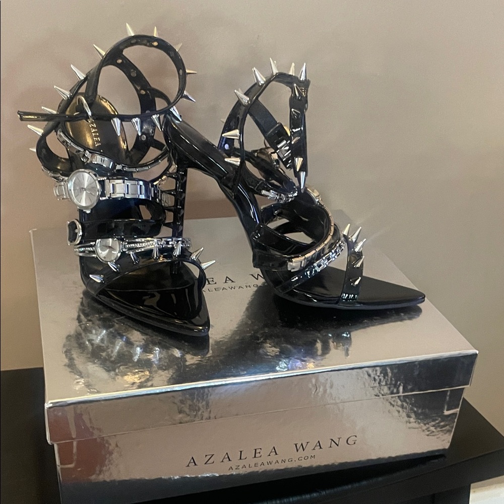 Azalea Wang Black Spiked Stiletto Heels